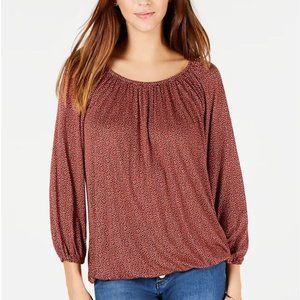 MICHAEL KORS Printed 3/4-Sleeve Peasant Top Size: XS